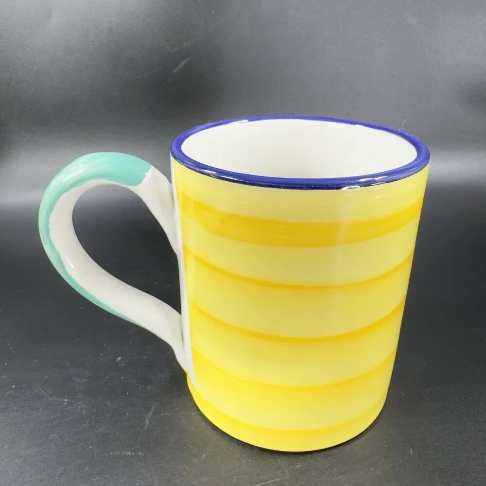 Vintage Pier 1 Ceramic Coffee Mug Cup Made In Italy Multicolor Mug Cup‎ Italian